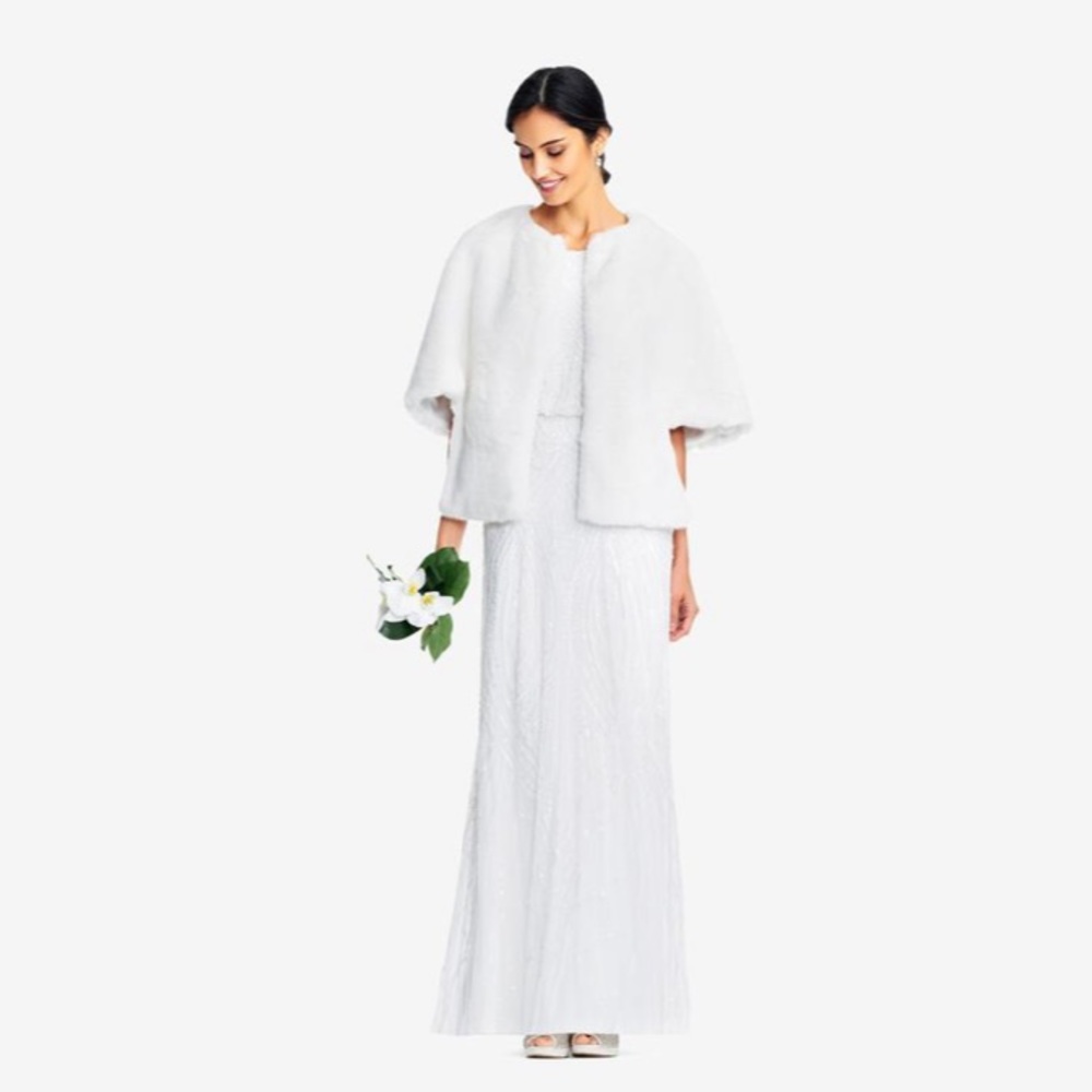 Adrianna Papell Faux Fur Wedding Cape